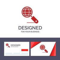 creatief bedrijf kaart en logo sjabloon wereldbol internet zoeken seo vector illustratie