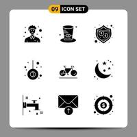 9 zwart icoon pak glyph symbolen tekens voor snel reagerend ontwerpen Aan wit achtergrond. 9 pictogrammen set. vector
