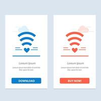 Wifi liefde bruiloft hart blauw en rood downloaden en kopen nu web widget kaart sjabloon vector