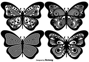 Vector Ornamented Butterfly Silhouettes