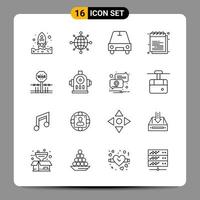 16 zwart icoon pak schets symbolen tekens voor snel reagerend ontwerpen Aan wit achtergrond 16 pictogrammen reeks creatief zwart icoon vector achtergrond