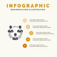 team bedrijf communicatie hiërarchie mensen sociaal structuur solide icoon infographics 5 stappen presentatie achtergrond vector