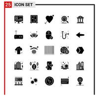 25 algemeen pictogrammen voor website ontwerp afdrukken en mobiel apps. 25 glyph symbolen tekens geïsoleerd Aan wit achtergrond. 25 icoon pak. vector