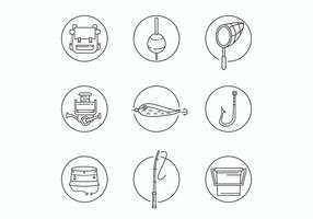 Dun Line Fishing Equipment Icons vector