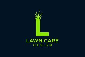 brief l met gras logo sjabloon vector icoon illustratie ontwerp