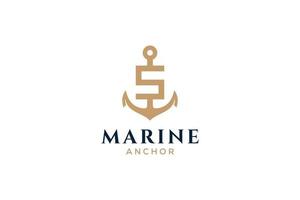 brief s monogram, anker logo. logo van jacht club, maritiem embleem. vector