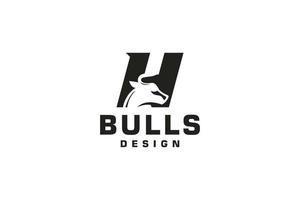 brief h logo, stier embleem, hoofd stier logo, monogram logo ontwerp sjabloon element vector