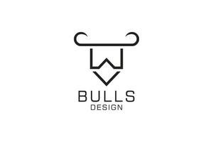 brief w logo, stier embleem, hoofd stier logo, monogram logo ontwerp sjabloon element vector