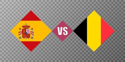 Spanje vs belgie vlag concept. vector illustratie.
