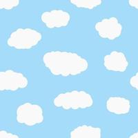 naadloos achtergrond met blauw lucht en wit tekenfilm wolken. vector illustratie.