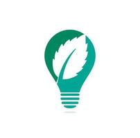 munt blad lamp vorm concept logo. groen munt bladeren vector logo.
