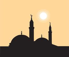 vector tekening van de silhouet pasja moskeeën in de zuidelijk een deel van busje kasteel Bij zonsondergang.