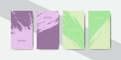 Purper en groen pastel kleuren abstract grunge banners verzameling voor sociaal media sjabloon verhalen vector