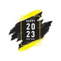 geel kleur gelukkig nieuw jaar 2023 achtergrond met een grunge borstel beroerte vector