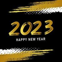 gelukkig nieuw jaar 2023 achtergrond met een grunge goud borstel beroerte vector