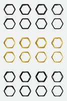 reeks van grunge ronde zeshoek grens kaders met zwart goud en metalen kleur vector