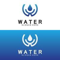 eerste brief w laten vallen water mineraal aqua vloeistof olie blauw modern logo ontwerp vector