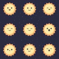 schattig tekenfilm karakter van zon. reeks van schattig tekenfilm planeten met verschillend emoties. vector illustratie