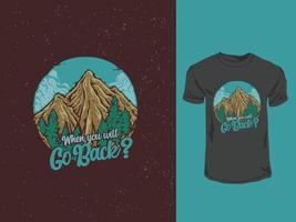 de berg kamp geheugen wijnoogst t-shirt ontwerp vector