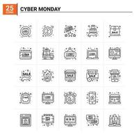 25 cyber maandag icoon reeks vector achtergrond