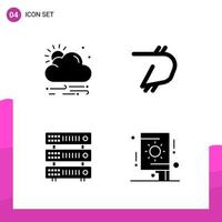 glyph icoon set. pak van 4 solide pictogrammen geïsoleerd Aan wit achtergrond voor snel reagerend website ontwerp afdrukken en mobiel toepassingen. vector