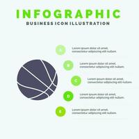 onderwijs bal basketbal solide icoon infographics 5 stappen presentatie achtergrond vector