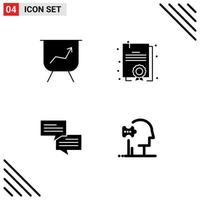 modern reeks van 4 solide glyphs pictogram van bord psychologie mate communicatie oplossingen bewerkbare vector ontwerp elementen