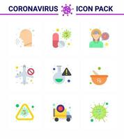 corona virus het voorkomen covid19 tips naar vermijden letsel 9 vlak kleur icoon voor presentatie reizen virus infectie medisch ziek hoofdpijn virale coronavirus 2019november ziekte vector ontwerp elementen