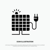energie zonne- zon plug solide glyph icoon vector