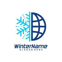 winter wereld logo sjabloon, winter logo ontwerp vector