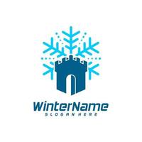 winter kasteel logo sjabloon, kasteel winter logo ontwerp vector