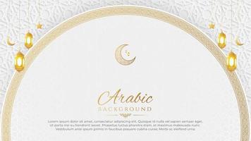 Arabisch Islamitisch luxe sier- achtergrond met Islamitisch patroon en decoratief ornament kader vector