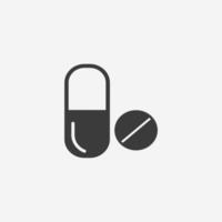 pil, medicijn, apotheek, capsule, vitamine, tablet icoon vector geïsoleerd symbool teken