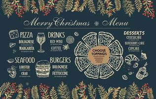 kerstmenu café. voedsel folder. restaurant menu. sjabloon ontwerp. vector