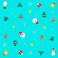 schattig vrolijk Kerstmis de kerstman claus hulst Cadeau geschenk doos sneeuwvlok peperkoek Mens sneeuwman klok confetti element ditsy Memphis abstract kleurrijk blauw naadloos patroon achtergrond voor Kerstmis partij vector