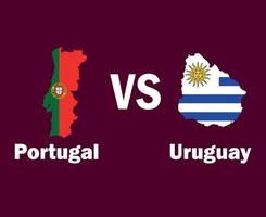 Portugal en Uruguay kaart met namen symbool ontwerp Europa en Latijns Amerika Amerikaans voetbal laatste vector europees en Latijns Amerikaans landen Amerikaans voetbal teams illustratie