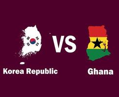 zuiden Korea en Ghana kaart met namen symbool ontwerp Afrika en Azië Amerikaans voetbal laatste vector Afrikaanse en Aziatisch landen Amerikaans voetbal teams illustratie