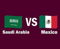 saudi Arabië en Mexico vlag lint met namen symbool ontwerp noorden Amerika en Azië Amerikaans voetbal laatste vector noorden Amerikaans en Aziatisch landen Amerikaans voetbal teams illustratie