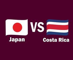 Japan en costa rica vlag lint met namen symbool ontwerp noorden Amerika en Azië Amerikaans voetbal laatste vector noorden Amerikaans en Aziatisch landen Amerikaans voetbal teams illustratie