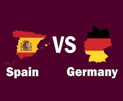 Spanje en Duitsland kaart met namen symbool ontwerp Europa Amerikaans voetbal laatste vector europees landen Amerikaans voetbal teams illustratie