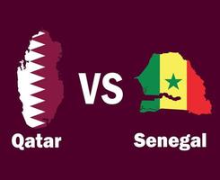 qatar en Senegal kaart met namen symbool ontwerp Afrika en Azië Amerikaans voetbal laatste vector Afrikaanse en Aziatisch landen Amerikaans voetbal teams illustratie