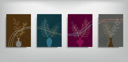 reeks van vier abstract botanisch muur kunst verzameling vector