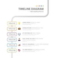 infographic sjabloon voor bedrijf. 6 stappen modern tijdlijn diagram met titel routekaart en pictogrammen, presentatie vector infografisch.