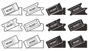 reeks ticket icoon zwart en wit icoon vector illustratie .eps
