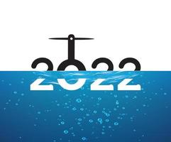 de brief 0 van de jaar 2022, welke stoffelijk overschot onder de water, is vergeleken naar een dar en dat jaar is getrokken up.brochure ontwerp sjabloon, kaart, banier eps 10 vector illustratie.