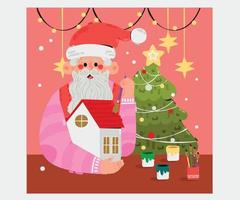 hand- getrokken Kerstmis de kerstman claus werkplaats illustratie vector