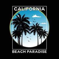 Californië strand paradijs grafisch t-shirt afdrukken , vector illustratie