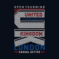 Londen Verenigde koninkrijk, t-shirt en kleding modern ontwerp, vector illustratie