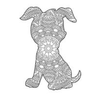 hond mandala kleur bladzijde voor volwassenen bloemen dier kleur boek geïsoleerd Aan wit achtergrond anti stress kleur bladzijde vector illustratie