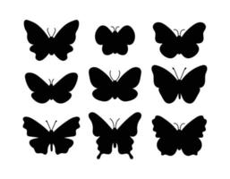 vlinders zwart silhouetten set. vector verzameling van mooi insecten geïsoleerd. anders vlinders Aan wit achtergrond. ontwerp elementen